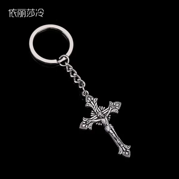 Porte-clés de voiture pour homme, 50x35mm, pendentif en croix, Saint jésus, Christ, accessoires bon marché – Image 6