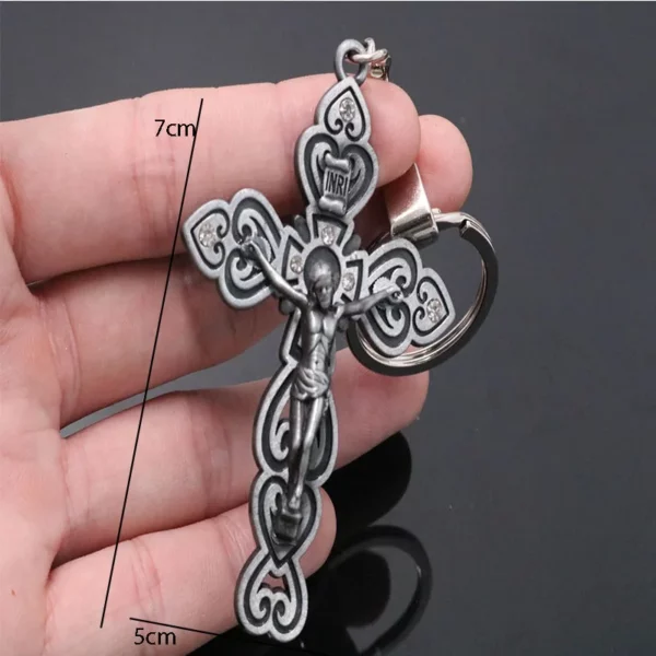 Nouvelle mode Saint jésus Christ croix pendentif porte-clés voiture porte-clés clé, hommes bijoux voiture porte-clés bijoux – Image 8