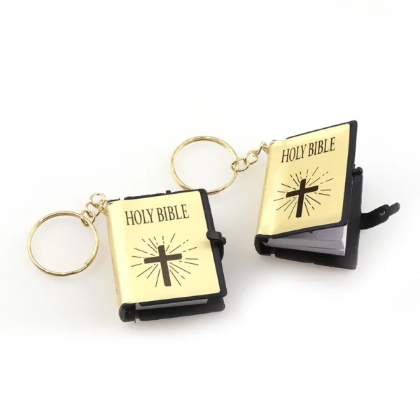 Porte-clés Bible Version anglaise lisible, Mini clé croisée exquise, pendentif chrétien, écriture sacrée, Souvenir religieux – Image 8