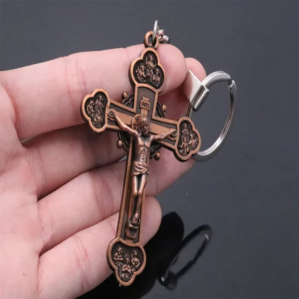 Nouvelle mode Saint jésus Christ croix pendentif porte-clés voiture porte-clés clé, hommes bijoux voiture porte-clés bijoux – Image 9