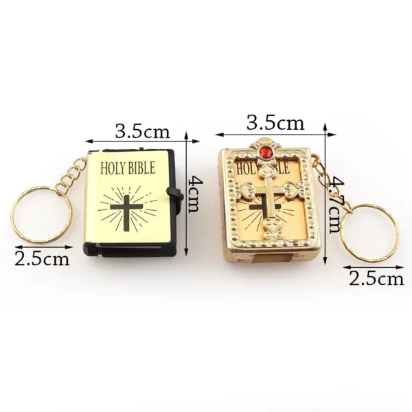 Porte-clés Bible Version anglaise lisible, Mini clé croisée exquise, pendentif chrétien, écriture sacrée, Souvenir religieux – Image 5