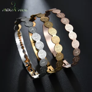 Nextvance jésus rond amulette bracelet en acier inoxydable Saint benoît Bracelets Bracelets pour femme mâle bijoux Bileklik