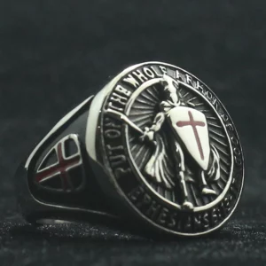 Bague de protection unisexe en acier inoxydable 316L, Saint Paul, éphésiens, "Mut On The Whole Armure Of God", chevalier croisé, nouvelle collection