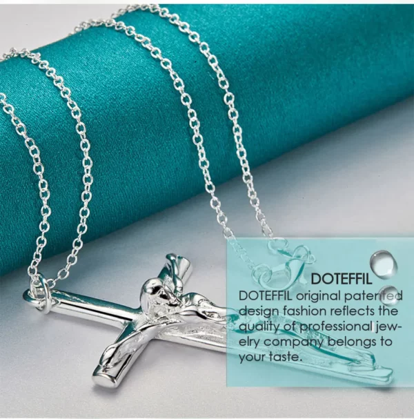 DOTEFFIL 925 argent Sterling jésus croix pendentif collier 16/18/20/22/24/26/30 pouces chaîne pour femme homme charme bijoux de mariage – Image 13