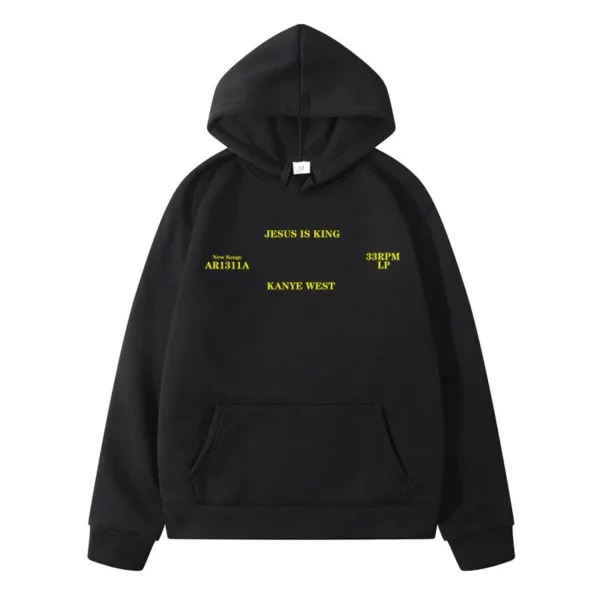 Homme pulls à capuche jésus est roi Kanye West Vintage automne hiver bleu Hip Hop polaire sweats à capuche urbain Streetwear à capuche femmes – Image 2