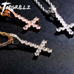 TOPGRILLZ nouveau pendentif croix à l'envers de haute qualité glacé zircon cubique collier pour hommes Hip Hop bijoux de mode pour cadeau