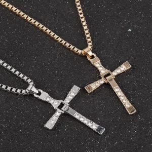 Films rapides et furieux acteur Dominic Toretto strass croix cristal pendentif chaîne collier hommes bijoux