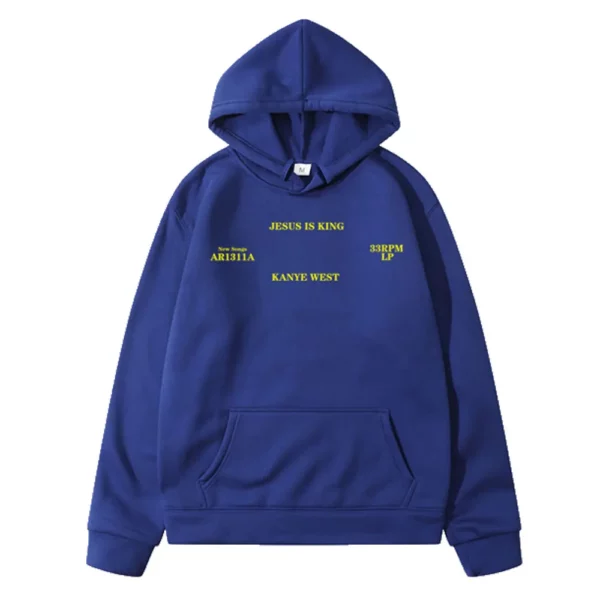 Homme pulls à capuche jésus est roi Kanye West Vintage automne hiver bleu Hip Hop polaire sweats à capuche urbain Streetwear à capuche femmes – Image 8
