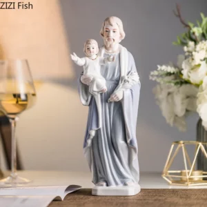 Sculpture de Figure chrétienne en céramique, ornements artisanaux en céramique, Statue catholique de jésus, église familiale, décoration de la maison, cadeaux