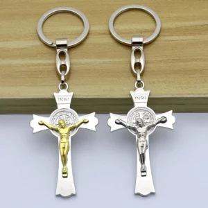 Collier Christ catholique, Religion de jésus, Saint benoît, croix sainte, bijoux, porte-clés de voiture exquis, pendentif