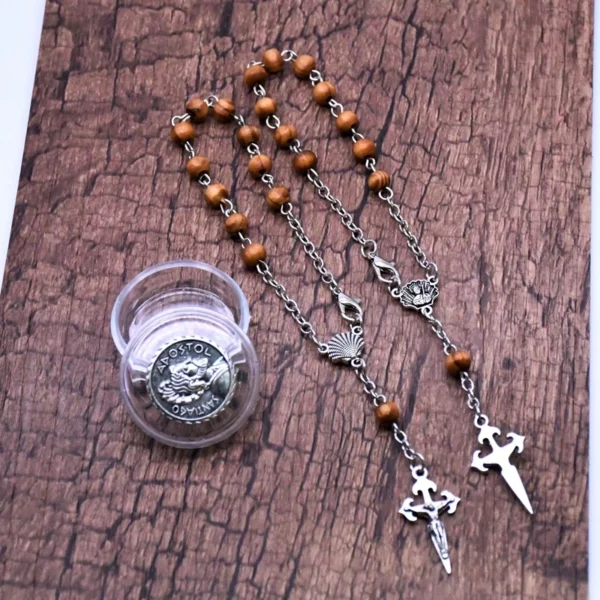 QIGO religieux prier bijoux marron bois perles chapelet Bracelet Vintage croix Bracelet pour hommes femmes avec Mini boîte – Image 14