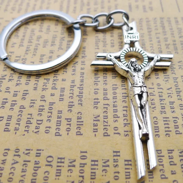 Clé de croix de Jésus pour hommes et femmes, porte-clés de voiture, breloque de sac, accessoire de bijoux, religion JOChristian, cadeau de mode, 2020 – Image 4