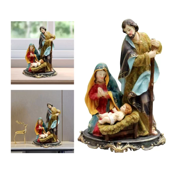 Figurines miniatures de noël en résine, figurines de nativité, bébé, jésus, décors – Image 7