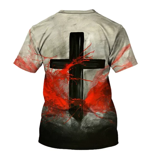 Croix jésus Style chrétien impression 3D mode décontracté hommes et femmes quotidien ample confortable grande taille col rond manches courtes T-shirt – Image 27