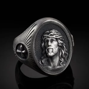 Bague rétro ovale en forme de croix pour hommes, bijou Style Punk, jésus chrétien, bijou porte-bonheur, solide, taille Us7-12