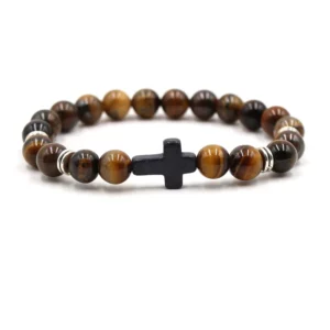 Bracelets croisés classiques en pierre naturelle pour hommes et femmes, 8mm, breloque, fait à la main, bijoux populaires en pierre d'oeil de tigre, 2023