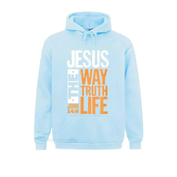 Jésus le chemin vérité vie John chrétien verset de la Bible pull à capuche pour hommes sweats confortables vêtements en gros – Image 7
