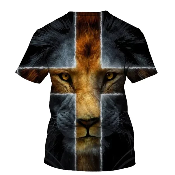 Croix jésus Style chrétien impression 3D mode décontracté hommes et femmes quotidien ample confortable grande taille col rond manches courtes T-shirt – Image 31