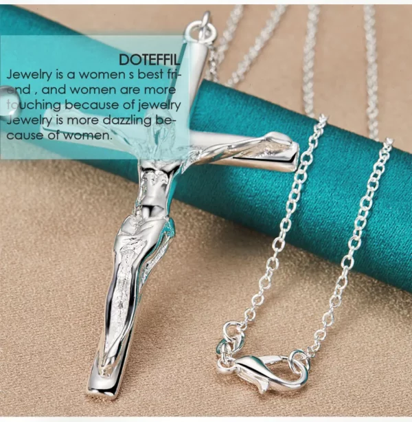 DOTEFFIL 925 argent Sterling jésus croix pendentif collier 16/18/20/22/24/26/30 pouces chaîne pour femme homme charme bijoux de mariage – Image 12