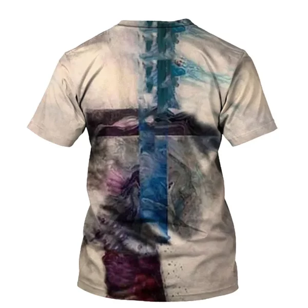 Croix jésus Style chrétien impression 3D mode décontracté hommes et femmes quotidien ample confortable grande taille col rond manches courtes T-shirt – Image 21