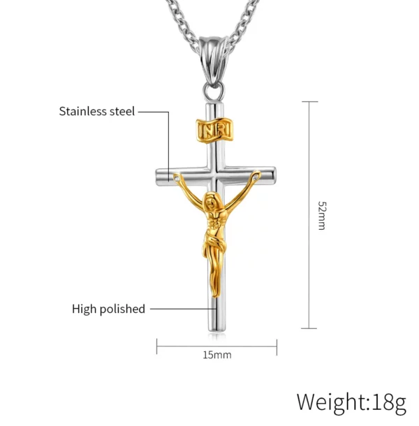 Punk INRI jésus croix pendentif couleur or/argent acier inoxydable crucifix chrétien collier pour femmes hommes bijoux religieux cadeau – Image 9