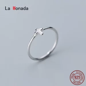 La Monada chrétien croix doigt femmes bague 925 en argent Sterling minimaliste anneaux pour femmes 925 argent Fine bijoux anneaux femme