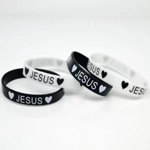 10x noir blanc coeur jésus Silicone Bracelet Bracelet catholique chrétien orthodoxe religieux bijoux de mode