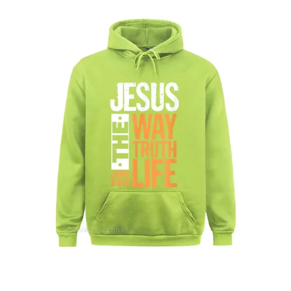 Jésus le chemin vérité vie John chrétien verset de la Bible pull à capuche pour hommes sweats confortables vêtements en gros – Image 10