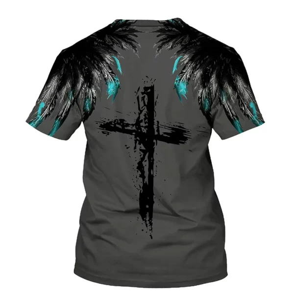 Croix jésus Style chrétien impression 3D mode décontracté hommes et femmes quotidien ample confortable grande taille col rond manches courtes T-shirt – Image 25
