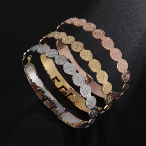 Bracelet amulette rond jésus en acier inoxydable Bracelet Saint benoît femmes hommes amulette catholique bijoux Bileklik