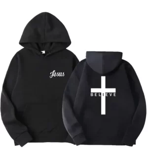 Sweat à capuche imprimé croix de Jésus pour hommes et femmes, pull à capuche, sweat à capuche PVD Design, Streetwear à capuche Sportedly, printemps, automne