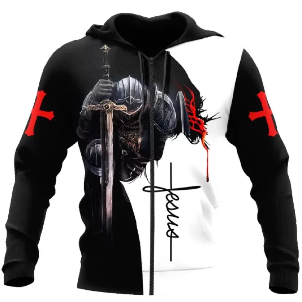Sweat à capuche imprimé 3D chrétien Jésus pour hommes, sweat à capuche Harajuku, pull décontracté, streetwear, veste respirante, vêtements à la mode, nouveau – Image 3