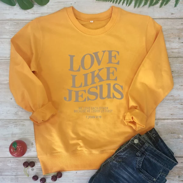 Love Like Jesus We Love Other Sweat-shirt pour femme, Sweat-shirt chrétien, Pulls Fath, Haut vintage, 100% coton, Mode décontractée – Image 14