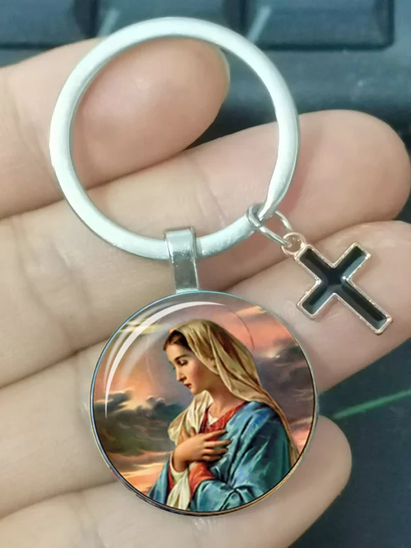 Vierge Marie, Mère des Bébés, Porte-clés, Jésus Christ, Pendentif Chrétien, Religion Catholique, Bijoux en Verre, Cadeau pour Homme et Femme – Image 9