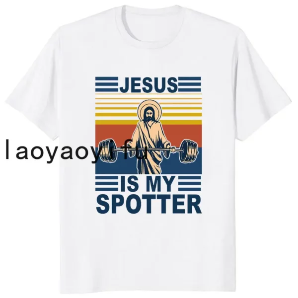 Rétro Vintage jésus Christ gymnase t-shirts hommes pur foi chrétienne t-shirt haut à manches courtes drôle imprimé graphique t-shirt cadeau – Image 13