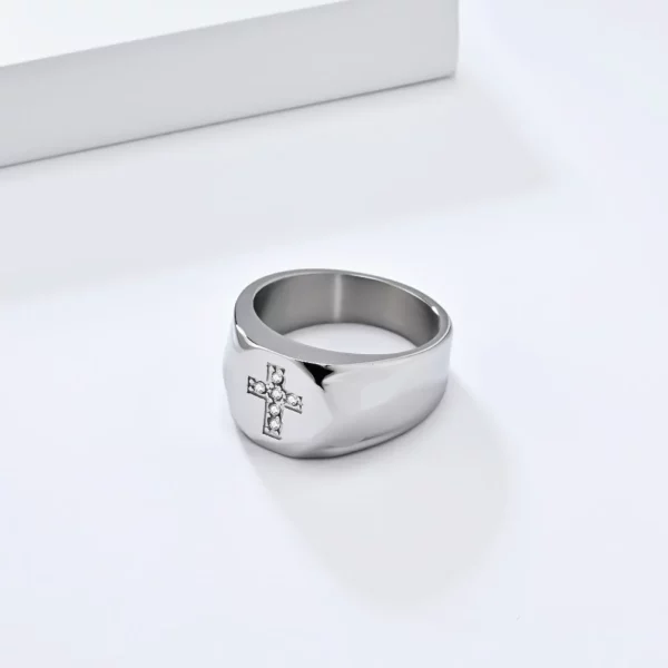 Bague croix en acier inoxydable pour homme, cubique, contre-indiqué, nouvelle mode – Image 5