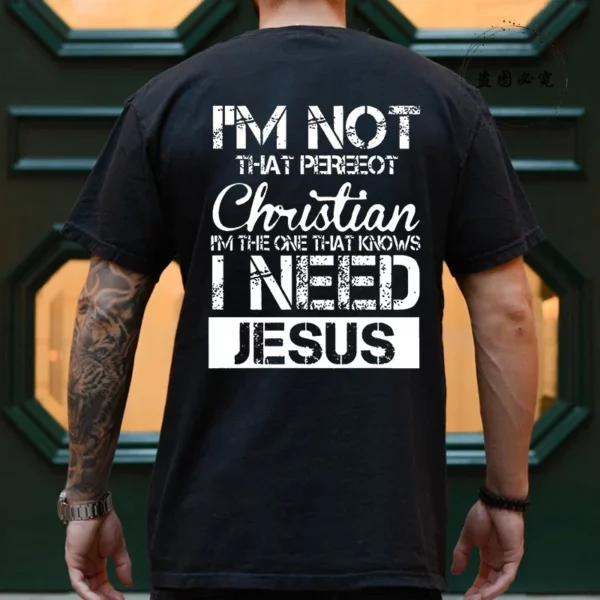 Mode graphique hauts cadeau pour chrétien jésus Streetwear hommes T-Shirt jésus Christ dos impression T-Shirt surdimensionné Y2k vêtements – Image 9