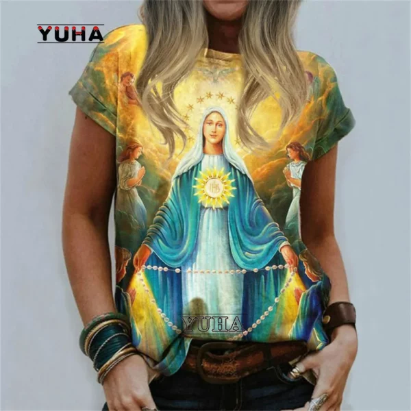 Économie de dessin animé religieux de Jésus pour hommes, Streetwear décontracté, Dieu, Vierge Marie, Harajuku, Nouvelle mode d'été, 2022 – Image 13