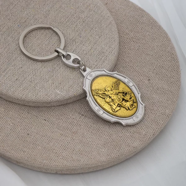 Porte-clés Saint Saint Michael, mousqueton inspirant, médaille, Protection pour voyageurs, Durable, Protection croisée démon, K1746, 1 pièce – Image 10