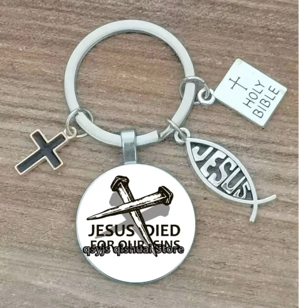 Porte-Clés Personnalisé avec Lettres de Dieu Imprimées, Ornement de la Foi de Jésus, Cadeau de Manucure – Image 14