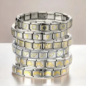 Coeur croix papillon italien breloque lien en acier inoxydable doré Bracelets bricolage faisant 9mm perles rétro Bracelet bijoux en gros