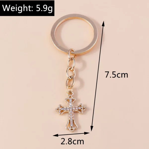 Porte-clés croix en cristal chic, porte-clés religieux de Jésus, porte-clés de voiture, pendentif de sac à main, accessoires de bijoux à bricoler soi-même – Image 29