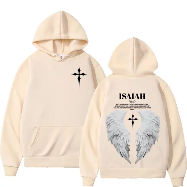 Sweat-shirt à capuche pour hommes et femmes, esthétique, chrétien, aile de jésus, verset de la Bible, mode Harajuku, surdimensionné, décontracté, ample, polaire – Image 7