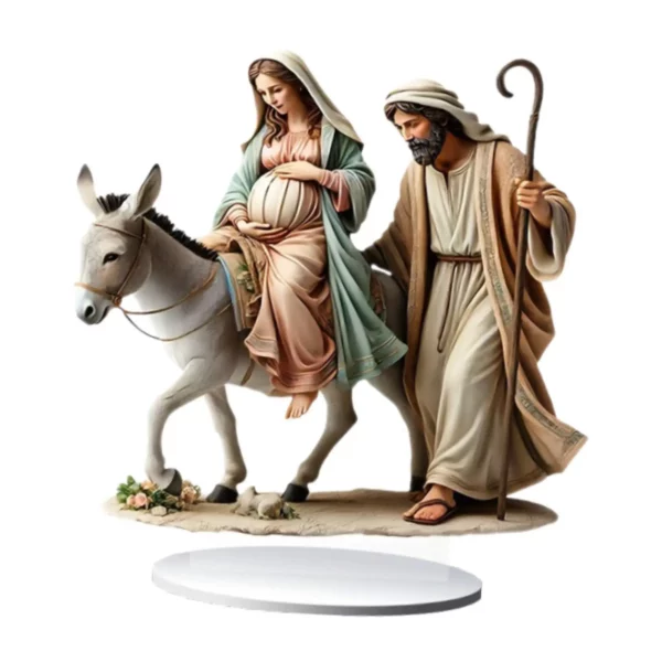 Statue de la Nativité de Jésus traditionnelle, léger, multifonctionnel, JO plat, acrylique, ornement pour cadeaux, amis, bureau, famille, brittop – Image 7