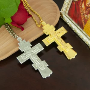 Pendentif croix de Jésus orthodoxe, pasteur de l'église, collier en alliage, poitrine, fournitures rituelles religieuses, prière, prière