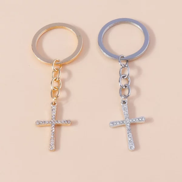 Porte-clés religieux croix en cristal biscuits pour femmes et filles, porte-clés, porte-clés, breloques de sac à main, bijoux à bricoler soi-même, cadeaux, luxe – Image 20