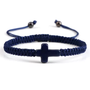 Bracelet croix de jésus tissé à la main pour hommes et femmes, fil rouge noir tressé, porte-bonheur, à la mode, pour Couple, bijoux d'amitié