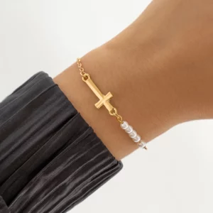 Ingmark-Bracelets avec pendentif croix de jésus pour femme, bijoux à la main, perle réglable, breloque simple, bijoux de couple, Kpop, 216.239.