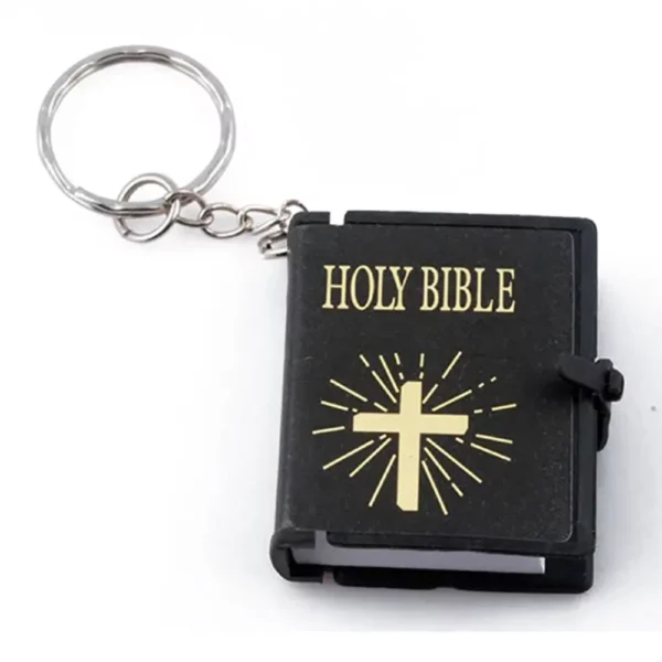 Mini anglais HOLY BIBLE porte-clés chrétien jésus croix musulman porte-clés femmes sac charme prière dieu bénisse porte-clés accessoires – Image 5