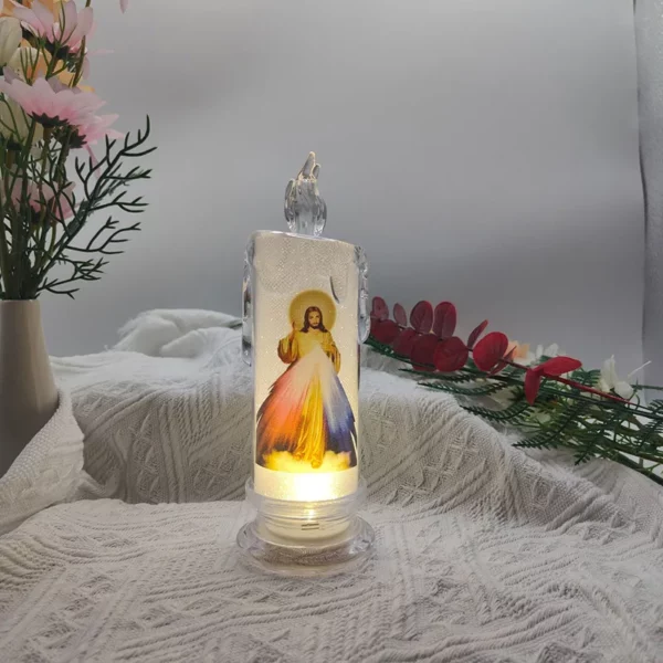 Jésus Catholique Chrétien Cérémonie Religieuse Vierge Électronique Sans Flamme LED, Prière Dévotionnelle ci-après les Lumière Décoration Religieuse – Image 10